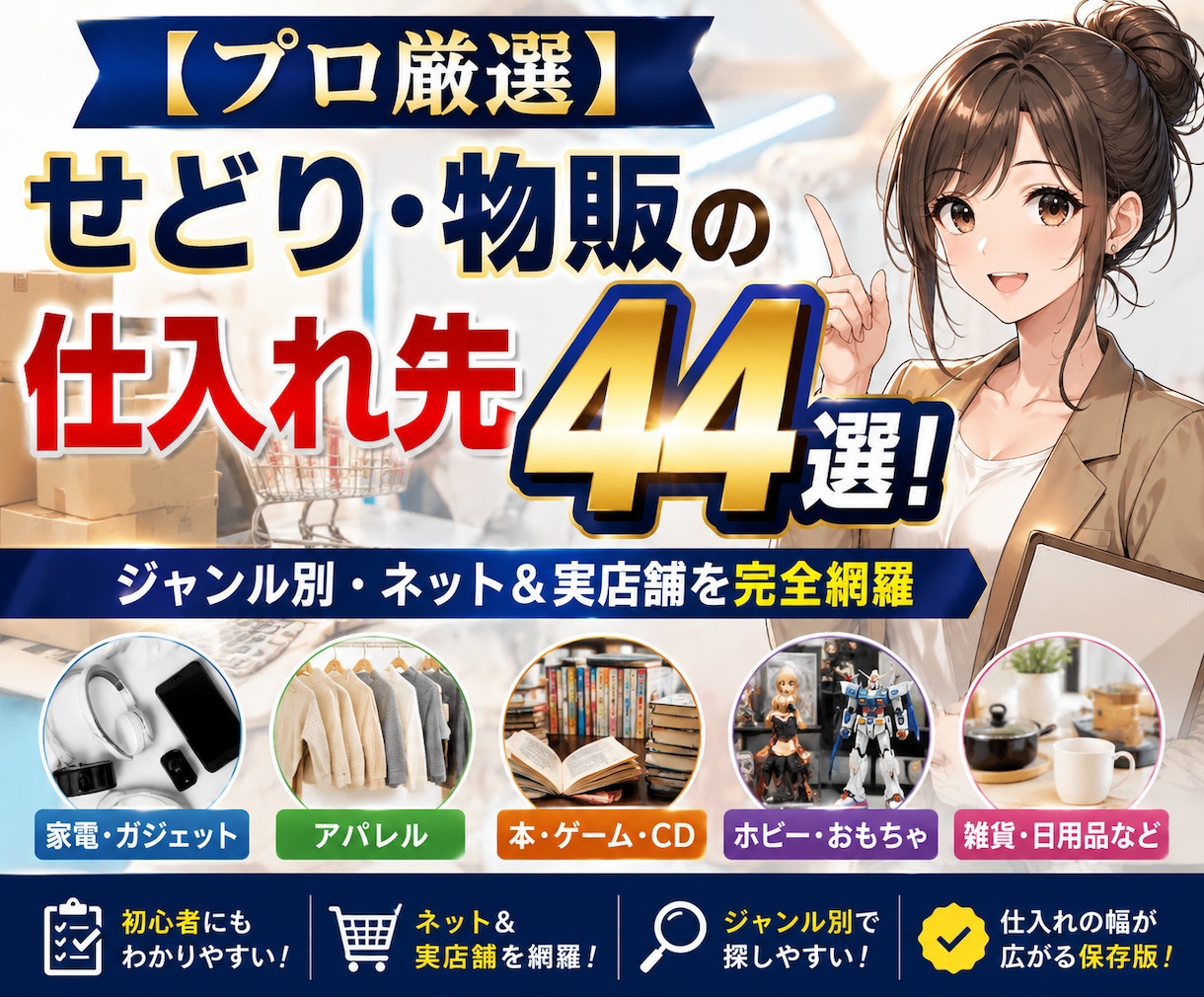 物販せどりの仕入れ先44選リストを提供します 仕入れ先不足を解消！審査のある業者専用サイトの攻略も網羅 イメージ1