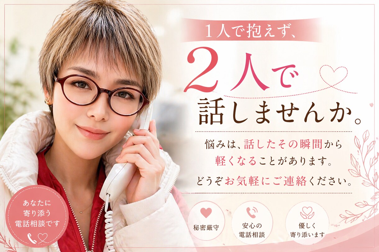 1人より2人!寄り添う電話相談しています 必ず光は差し込みます!1人より2人!明るい未来への地図る イメージ1