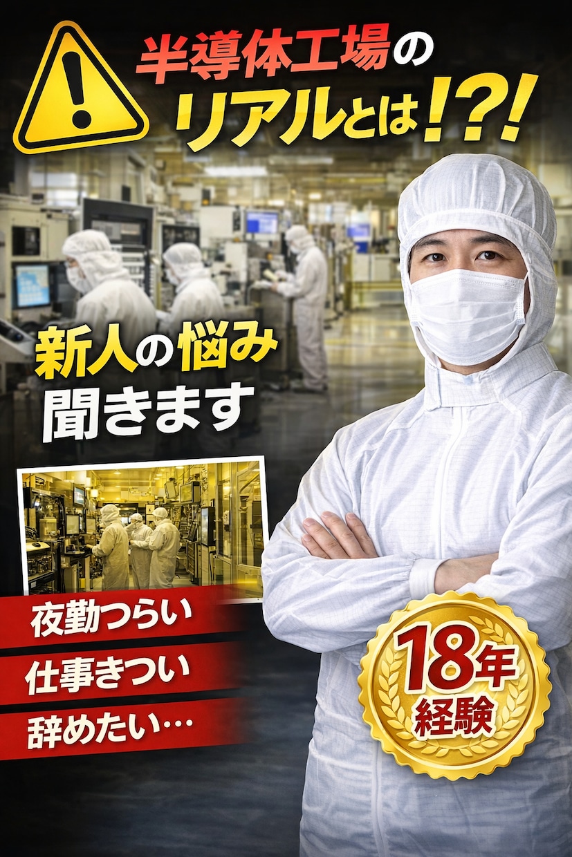 半導体工場のリアル教えます｜18年経験者が答えます 夜勤・仕事のきつさ・人間関係などリアルに話します。 イメージ1