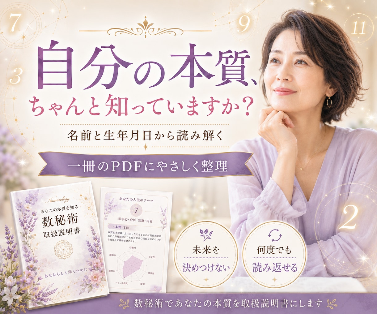 数秘術で本当の自分と価値観を取扱説明書にします 「私って結局どんな人？」数字から本質と価値観を鑑定書に イメージ3