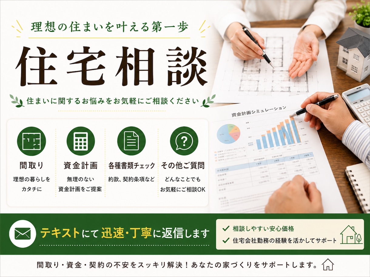 住宅に関するお悩み解決します 検討中から入居後まで、あらゆるお悩みにお答えします！ イメージ1