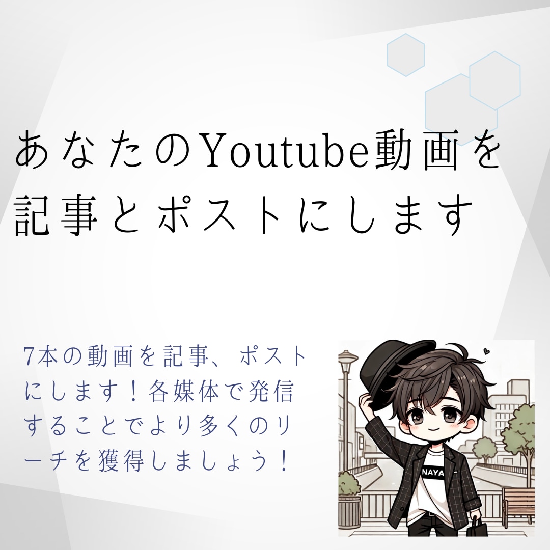 あなたのYoutube動画を記事とポストにします 7本の動画を記事、ポストにして発信することでより多くのリーチ イメージ1