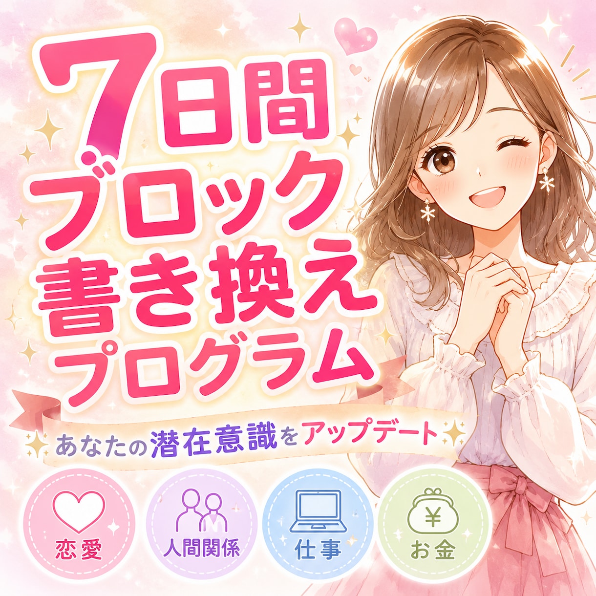 潜在意識の書き換え７日間【ブロック解除】を行います 願望実現を妨げる思い込みやブロック書き換えて人生アップデート イメージ1