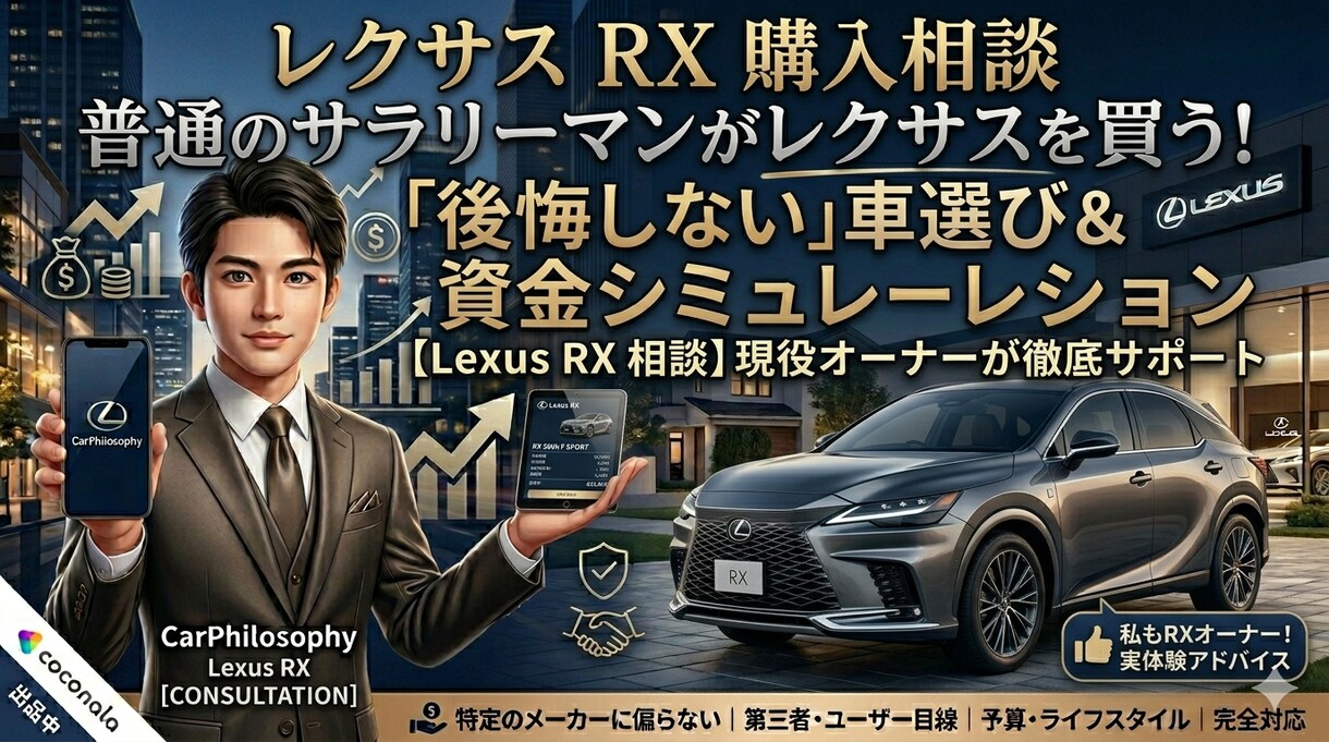 youtuber直伝！レクサス購入をガチ相談します 資金面やグレード選びのアドバイスまで丁寧に行います イメージ1