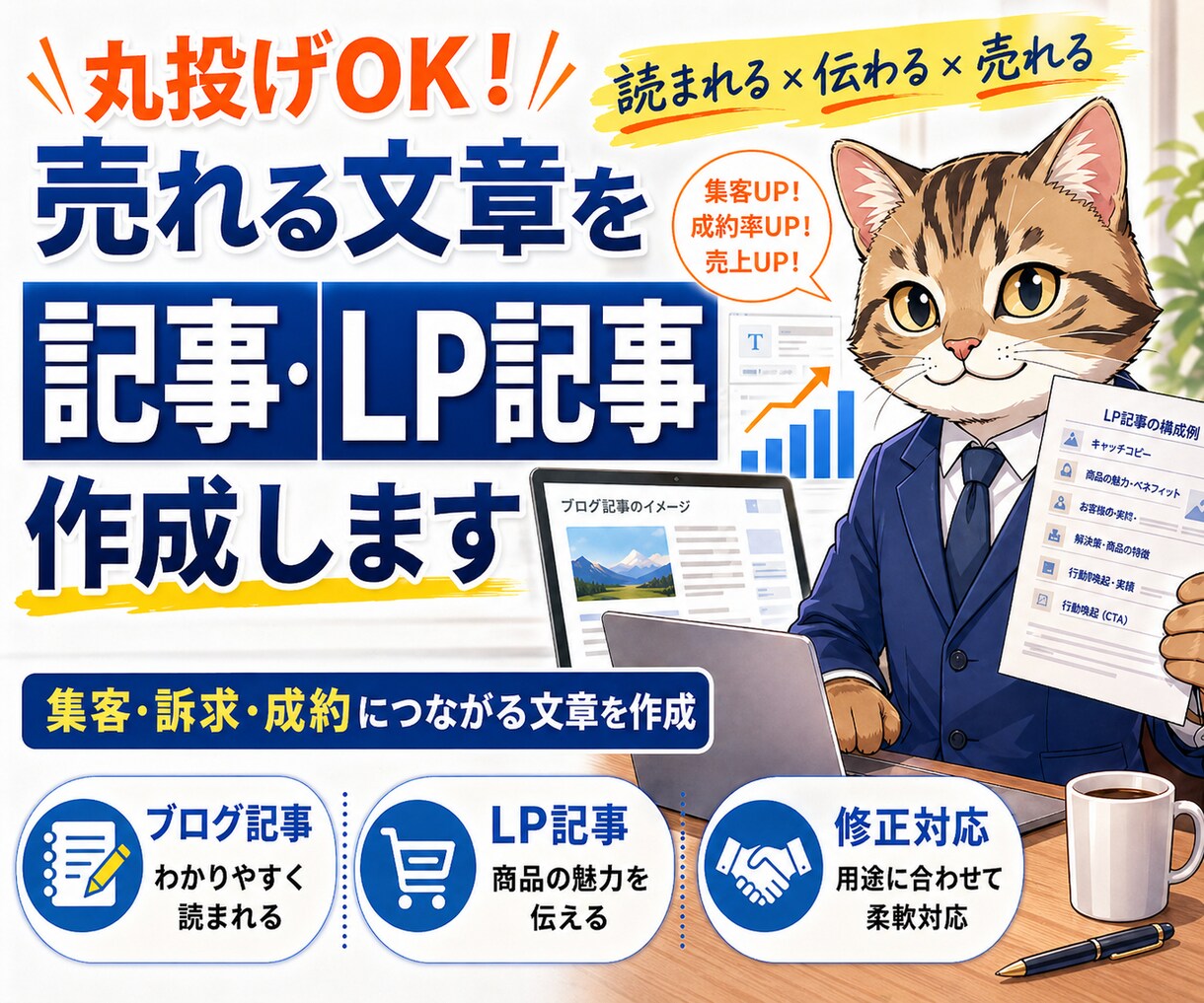 売れる文章を丸投げOK｜記事・LP記事を作成します ブログ・SNS・LP・挨拶文など何でもお任せください イメージ1
