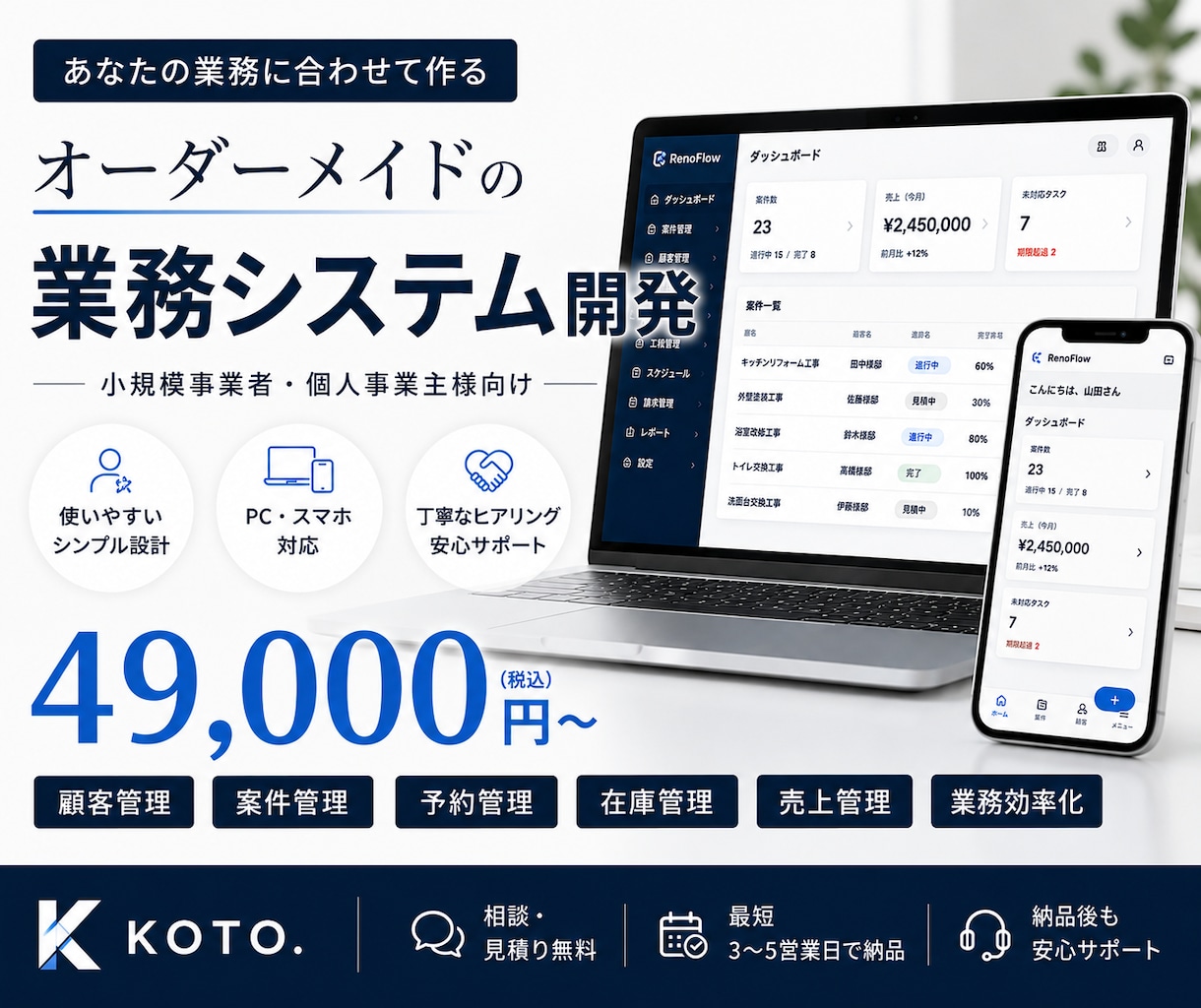 オーダーメイドの業務システムを開発します 小規模事業者向けに低価格で使いやすく制作 イメージ1