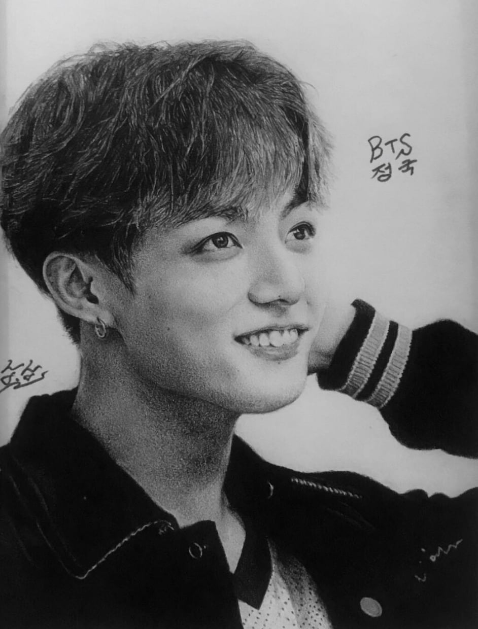 K-POPアイドルなどの似顔絵描きます 基本的にはモノクロの作品となります。(鉛筆画) イメージ1