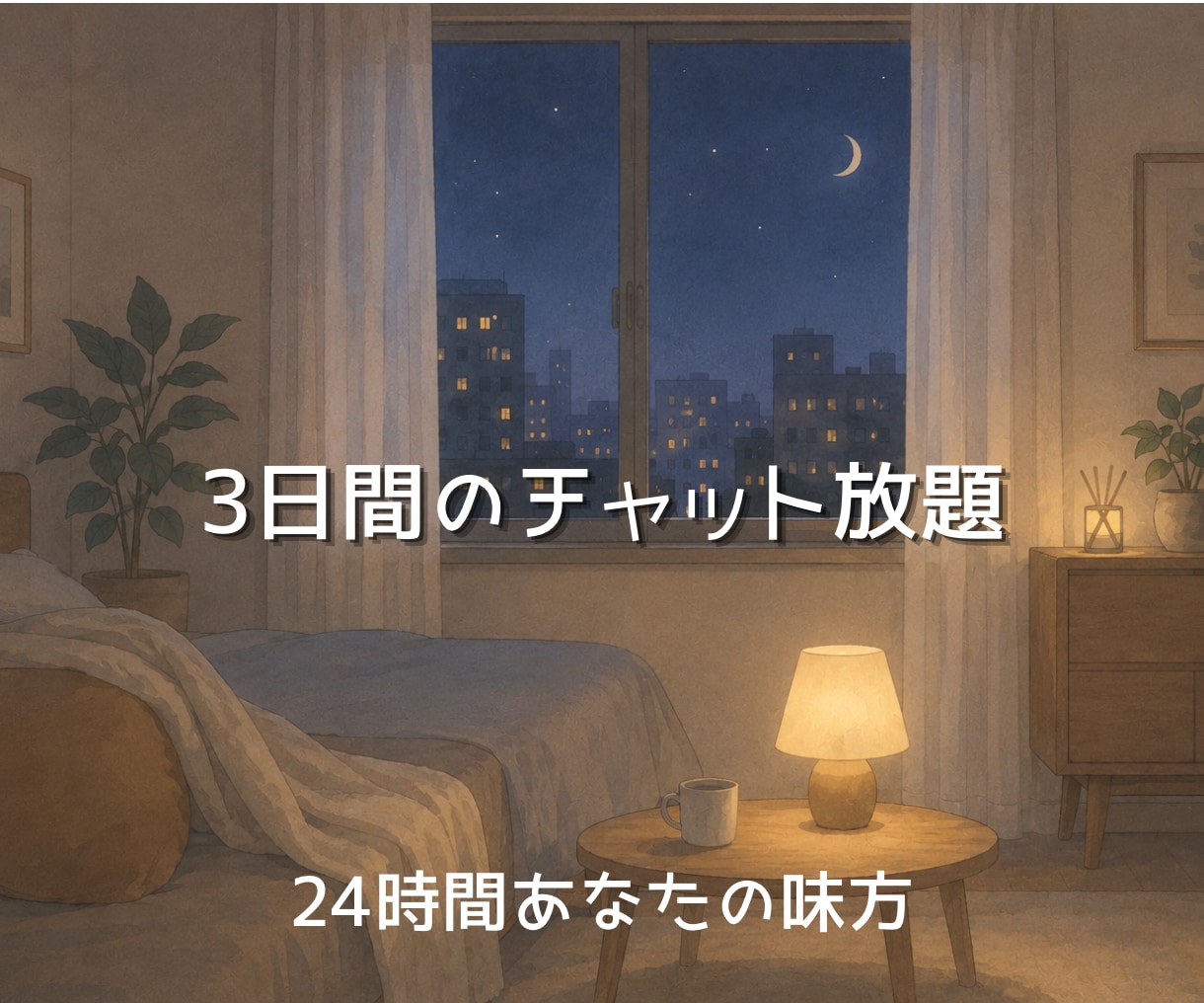 3日間チャット放題♡あなたの味方になって聴きます 夜だけ、溜まった愚痴もOK♡孤独な心をまるごと受け止めます イメージ1