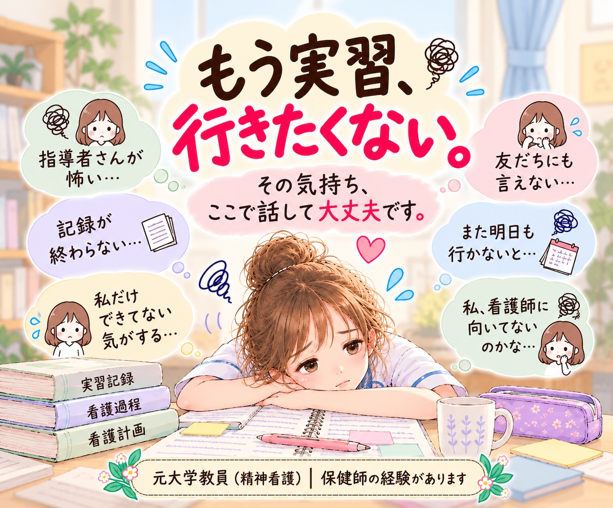 元大学教員が看護学生さんの実習の愚痴を聞きます 誰にも言えない「実習もうムリ…」を、そのまま話して大丈夫 イメージ1