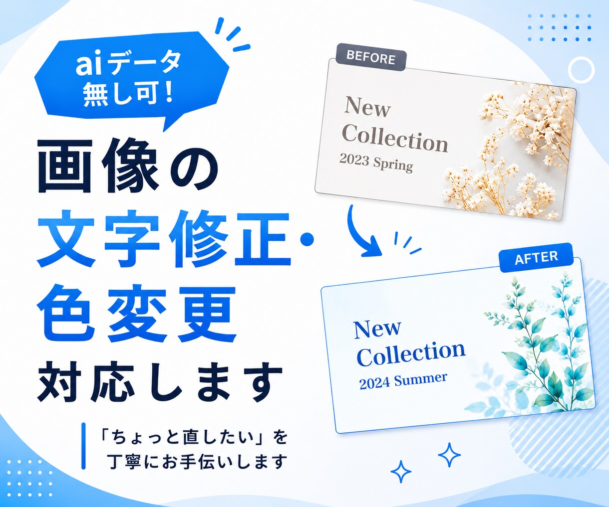 aiデータ無し可！画像の文字修正・色変更対応します 「ちょっと直したい」を丁寧にお手伝いします イメージ1