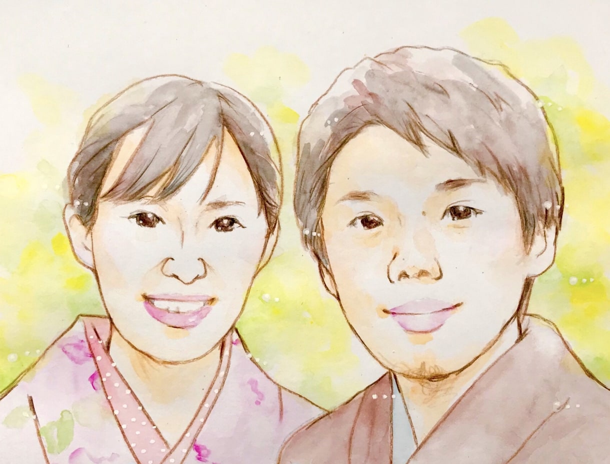 ふんわり優しい水彩画似顔絵制作します 写真そっくり！でも写真よりちょっぴり素敵で優しい似顔絵です イメージ9