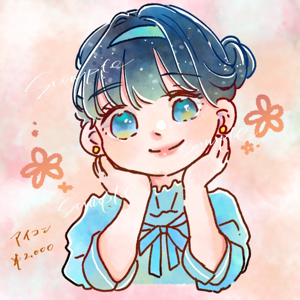 似顔絵も〇優しい雰囲気で思い出の一瞬を描きます 母の日・誕生日等のお祝いカードやSNSのアイコンにお勧めです イメージ6