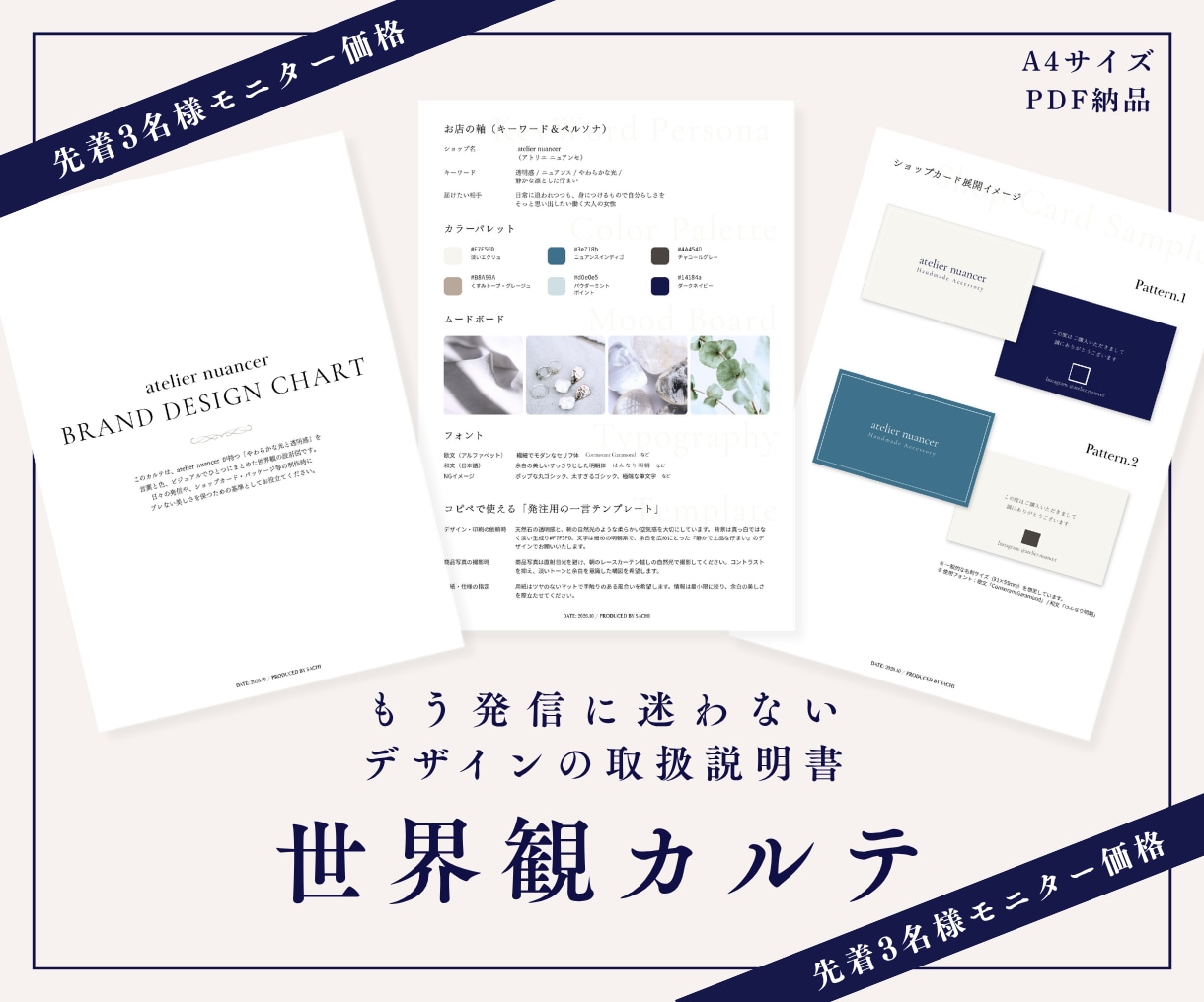 ブレない軸をつくる「世界観カルテ」作ります 色・フォント・言葉をまとめた「デザインの取扱説明書」をお届け イメージ1