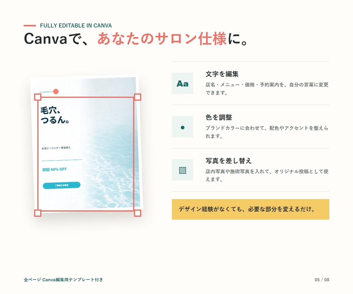 美容サロン向けCanvaテンプレ100点販売します 投稿・予約・LINE・チラシまで、届いた日から使えます イメージ5