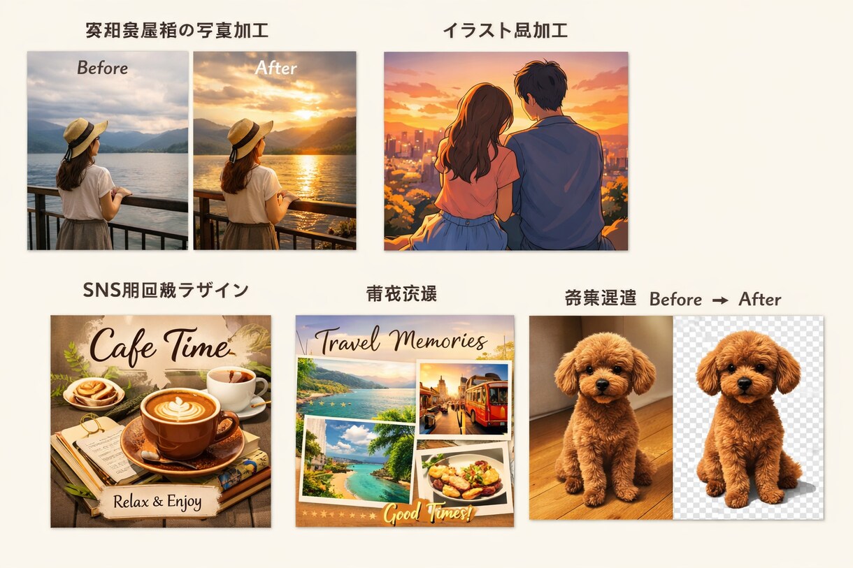 初めてのご依頼でも、丁寧にヒアリングいたします 写真加工画像加工SNS画像イラスト風雰囲気重視 イメージ1