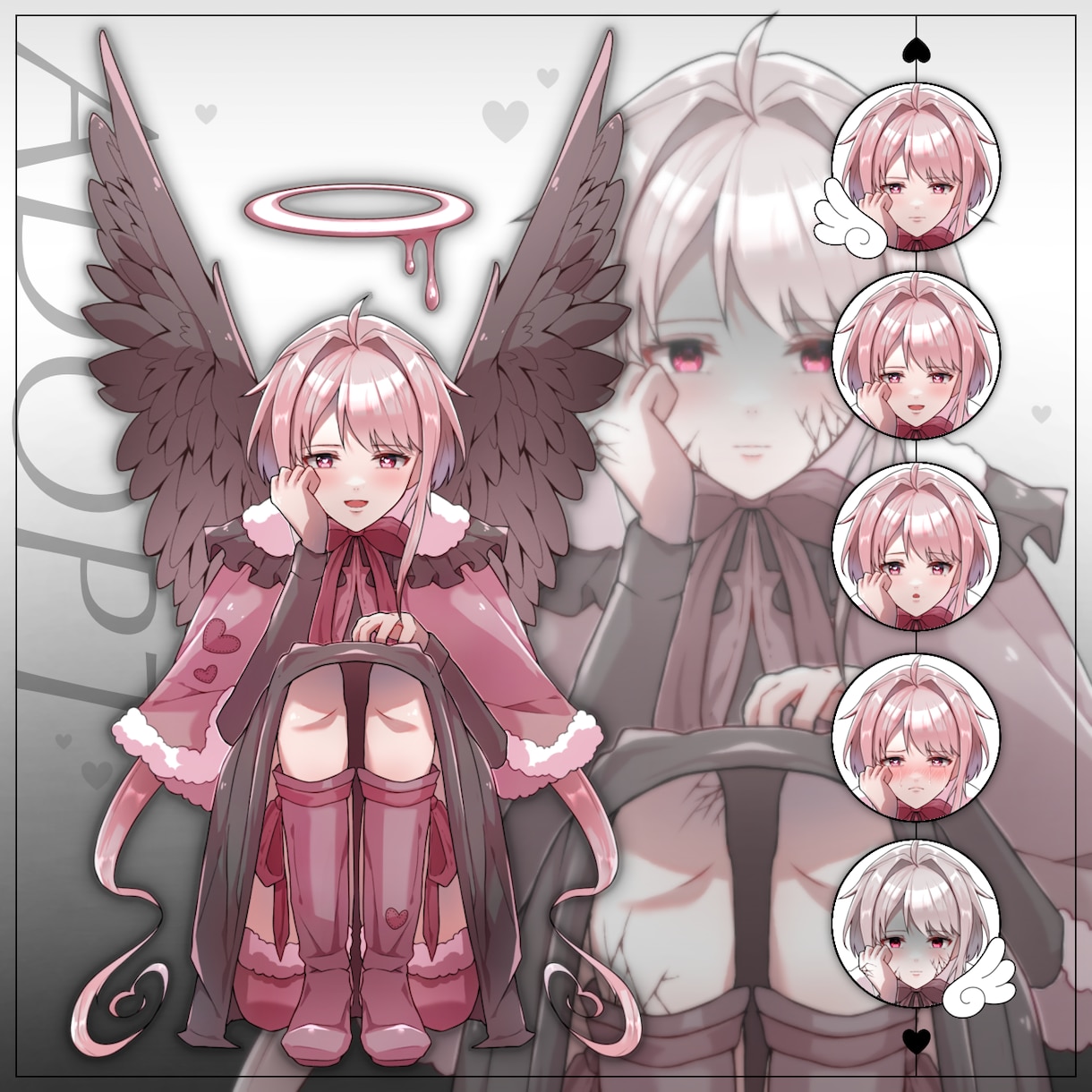 商用◎ピンク髪の堕天使ちゃんを販売します 表情差分5種！TRPG、自作ゲーム、動画作成に イメージ1