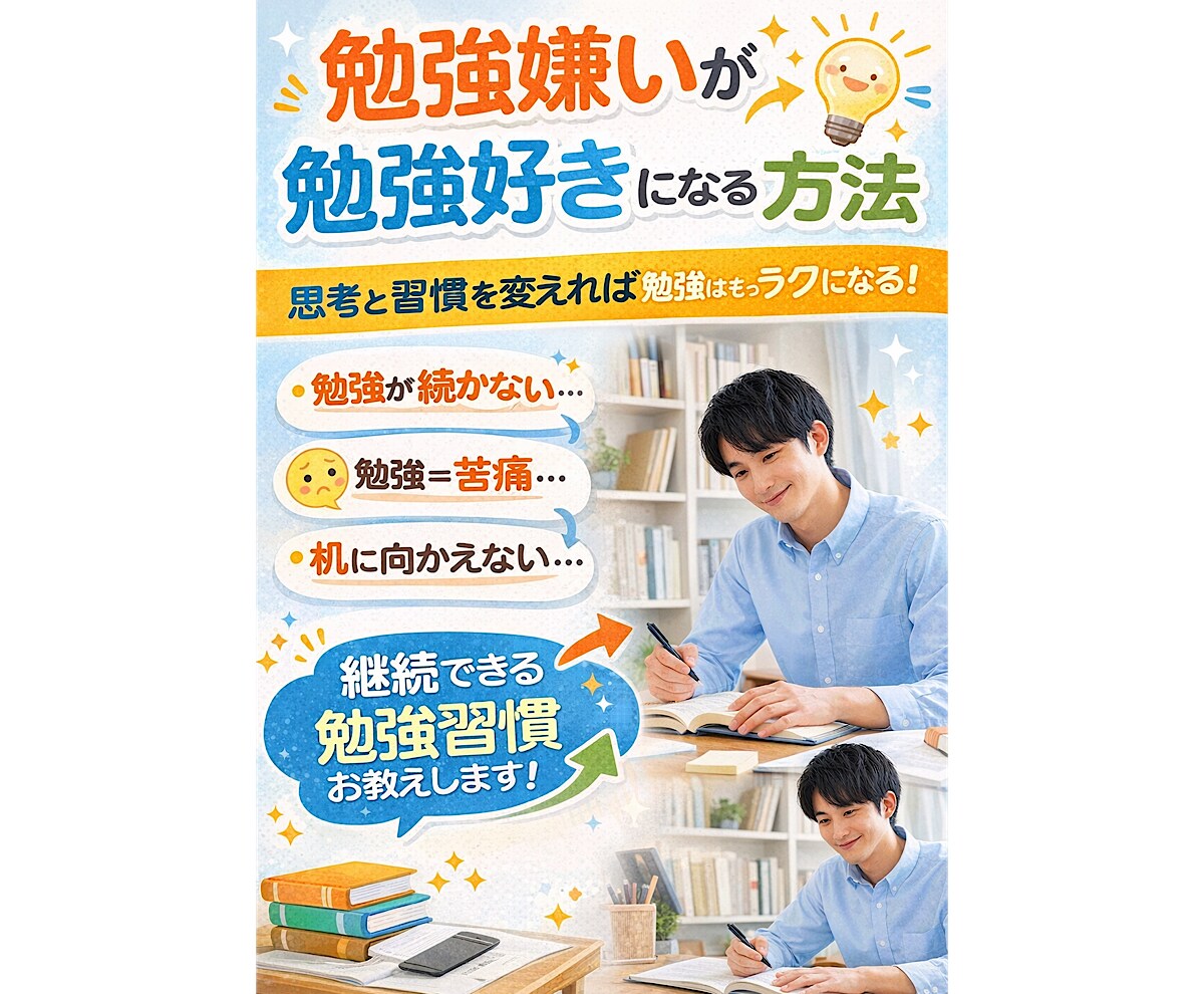 勉強嫌いが勉強好きになった方法を伝授します 勉強はいかに継続してやるか。勉強を好きになれれば簡単です。 イメージ1