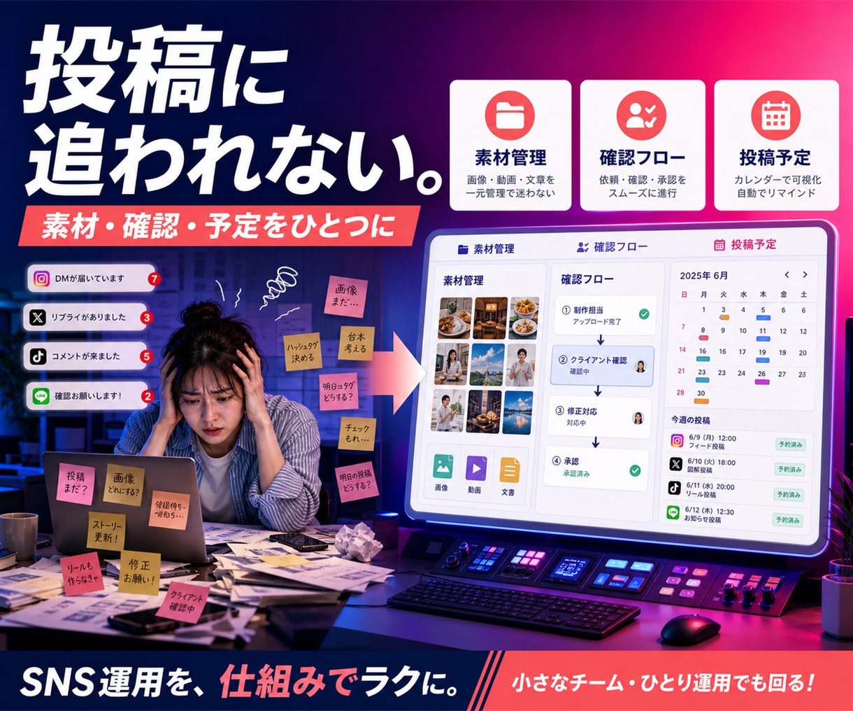 SNS運用の投稿・管理を自動化します 企画・投稿予約・分析まで効率化 イメージ2