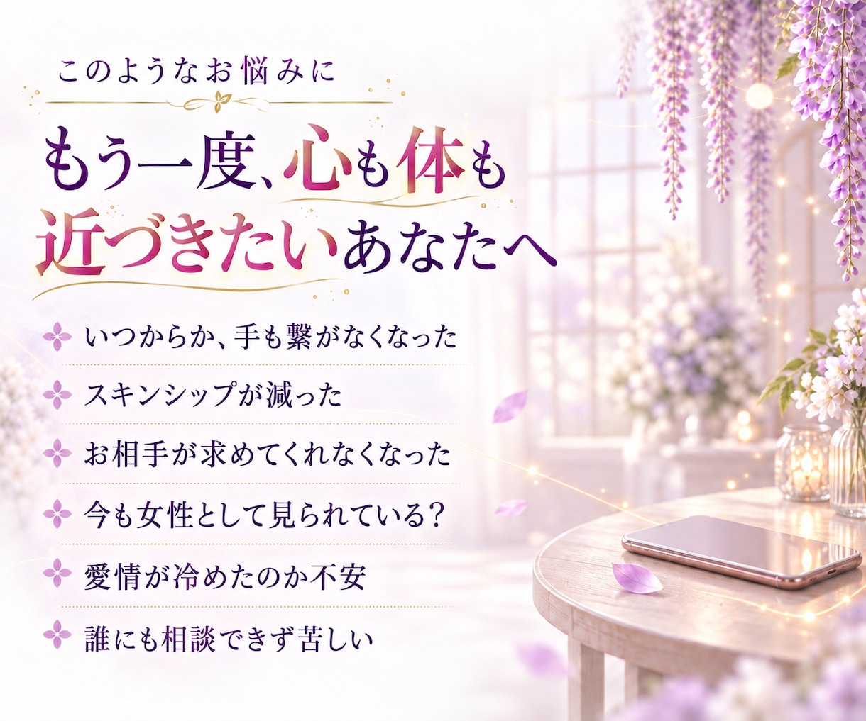 夜の相性｜心と体の繋がりと本音を霊視します もう一度触れ合い、心も体も深く愛し合える二人へ イメージ2