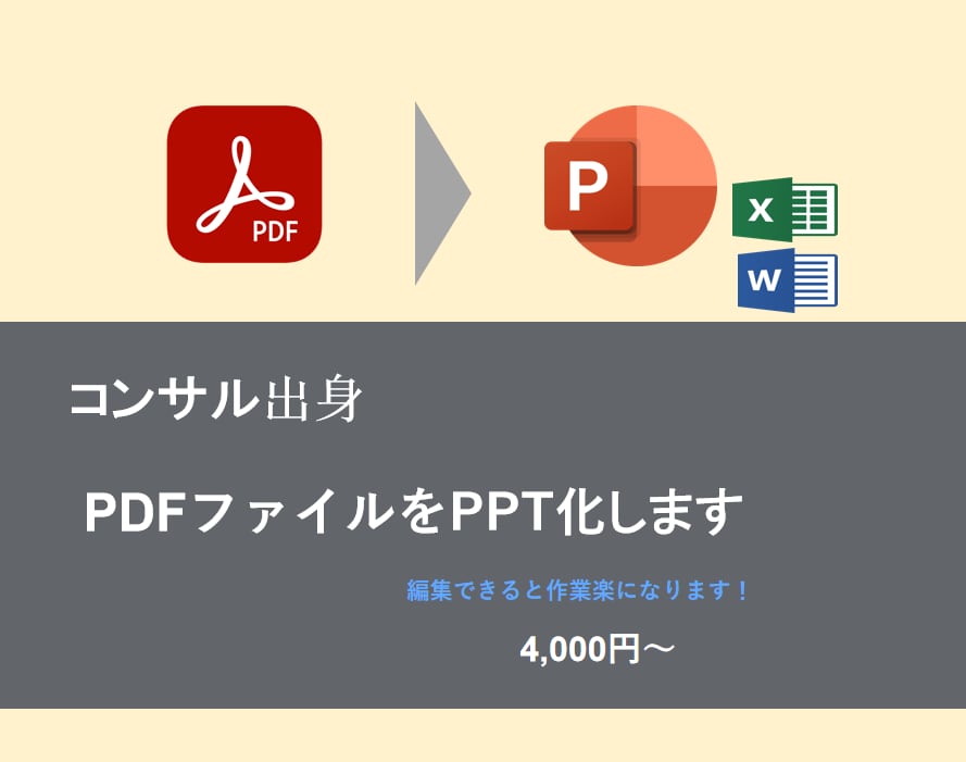 コンサル出身  PDFファイルをPPT化します 編集できると作業楽になります！ イメージ1