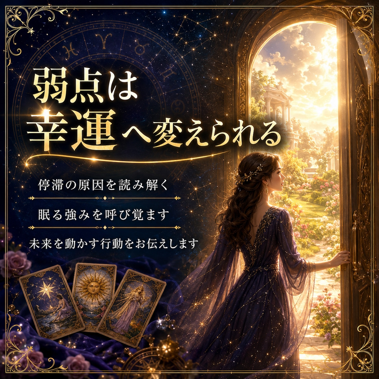 どうせなら根こそぎ弱みを大逆転！運氣を好転させます 星々の導きで流れを読み霊感タロットで現状把握。凶を覆す！ イメージ1
