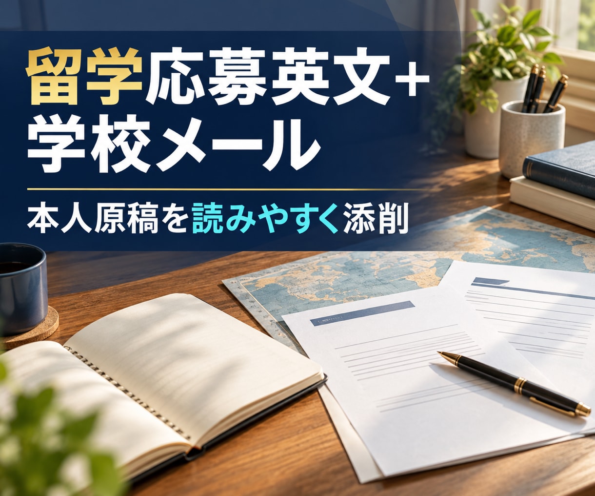 留学応募英文と学校への英語連絡文を整えます 添削版・清書版・学校連絡用の英文まで一括納品 イメージ1