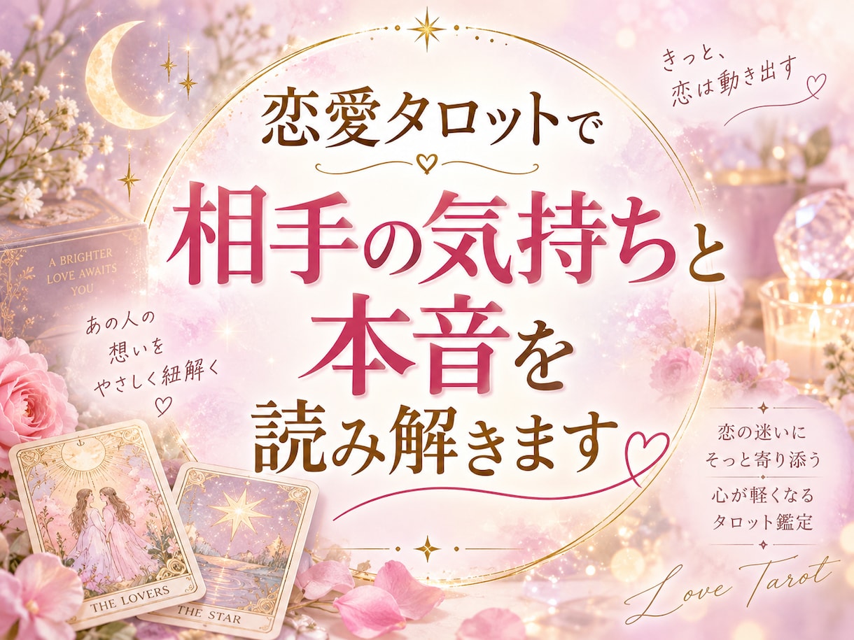 恋愛タロットで相手の気持ちと本音を読み解きます 相手の気持ち・自分の本音・これからの関わり方を読み解きます イメージ1