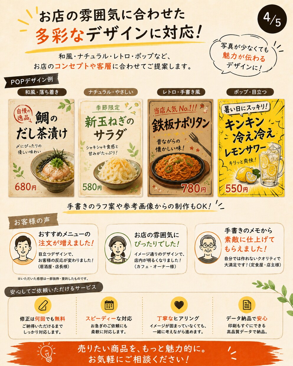 思わず注文したくなる飲食店POPを制作します 「おすすめ」が、ちゃんと伝わるPOP。 イメージ4