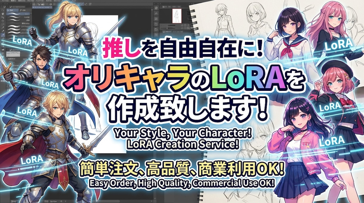 推しを自由自在に！あなただけのLoRA作ります Stable Diffusion向けLoRA イメージ1