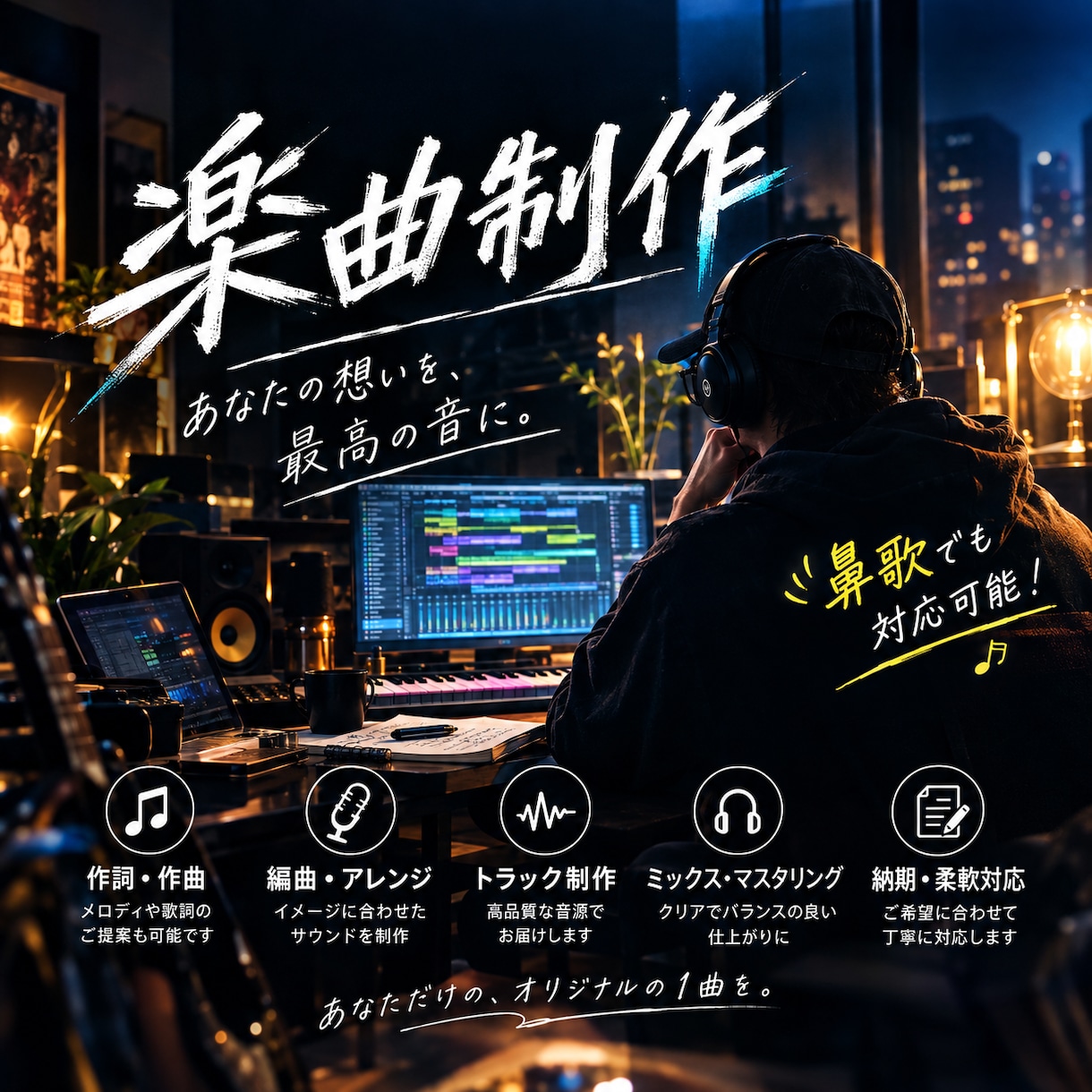 現役歌手があなたの楽曲を作ります 現役歌手が作成！鼻歌でも作成できて超お得！ イメージ1