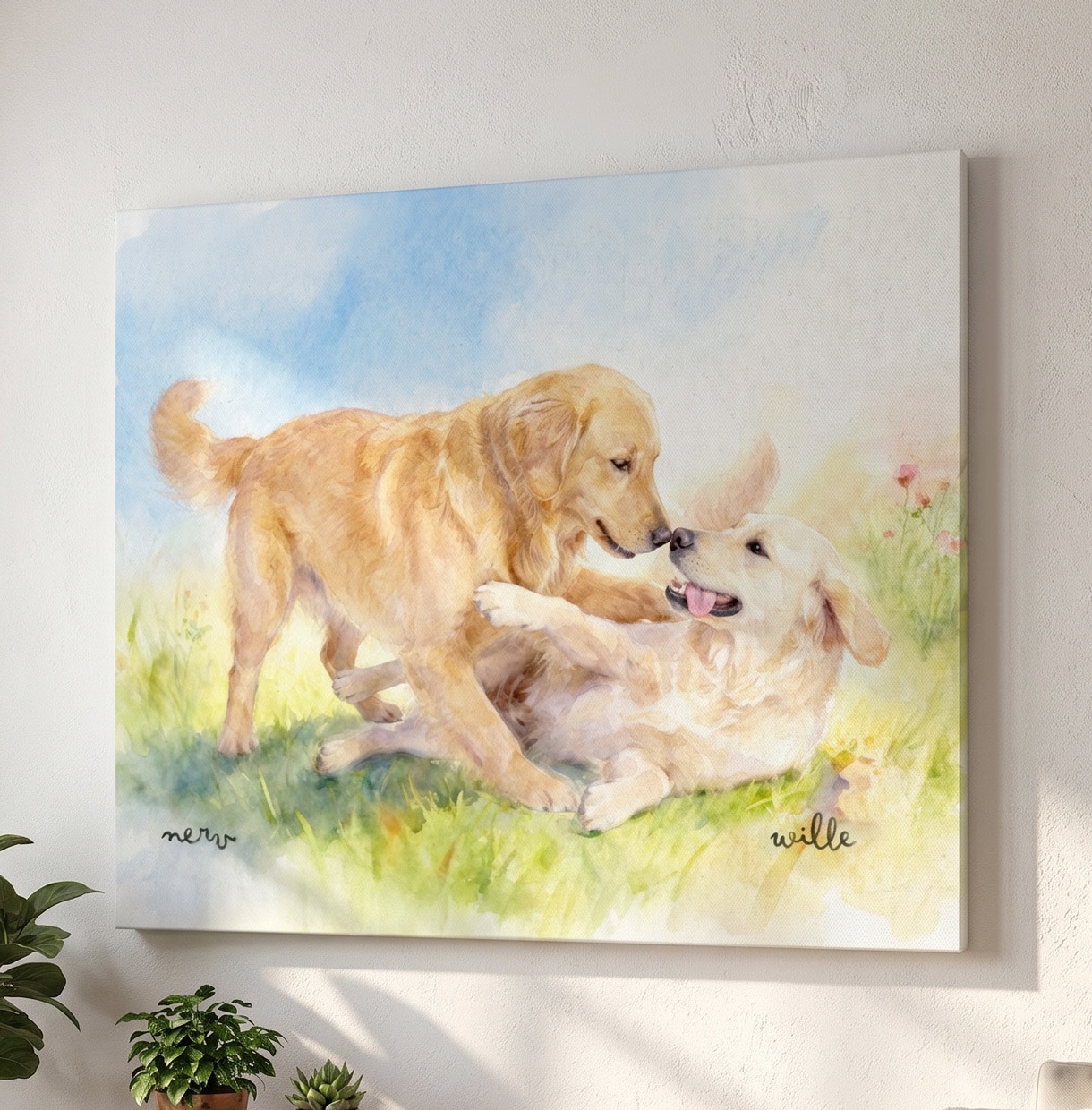 うちの子ペット似顔絵を水彩画キャンバスで制作します 犬・猫・うさぎ・人｜プレゼント・メモリアルにどうぞ イメージ1