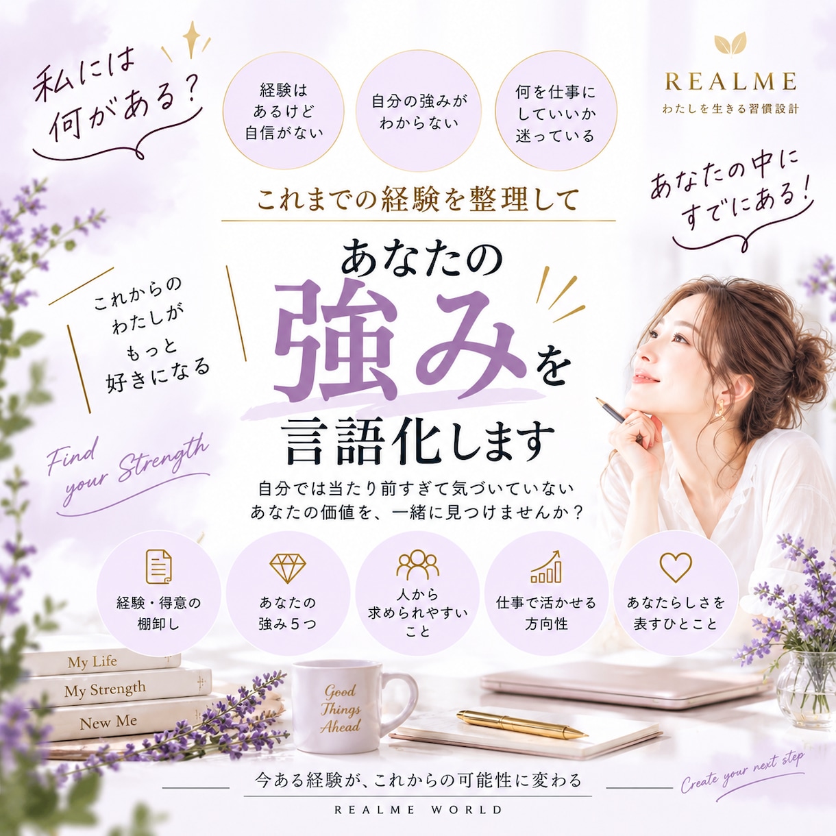 あなたの経験と強みを整理して言語化します 「私には何がある？」を強みと可能性に変えます イメージ1