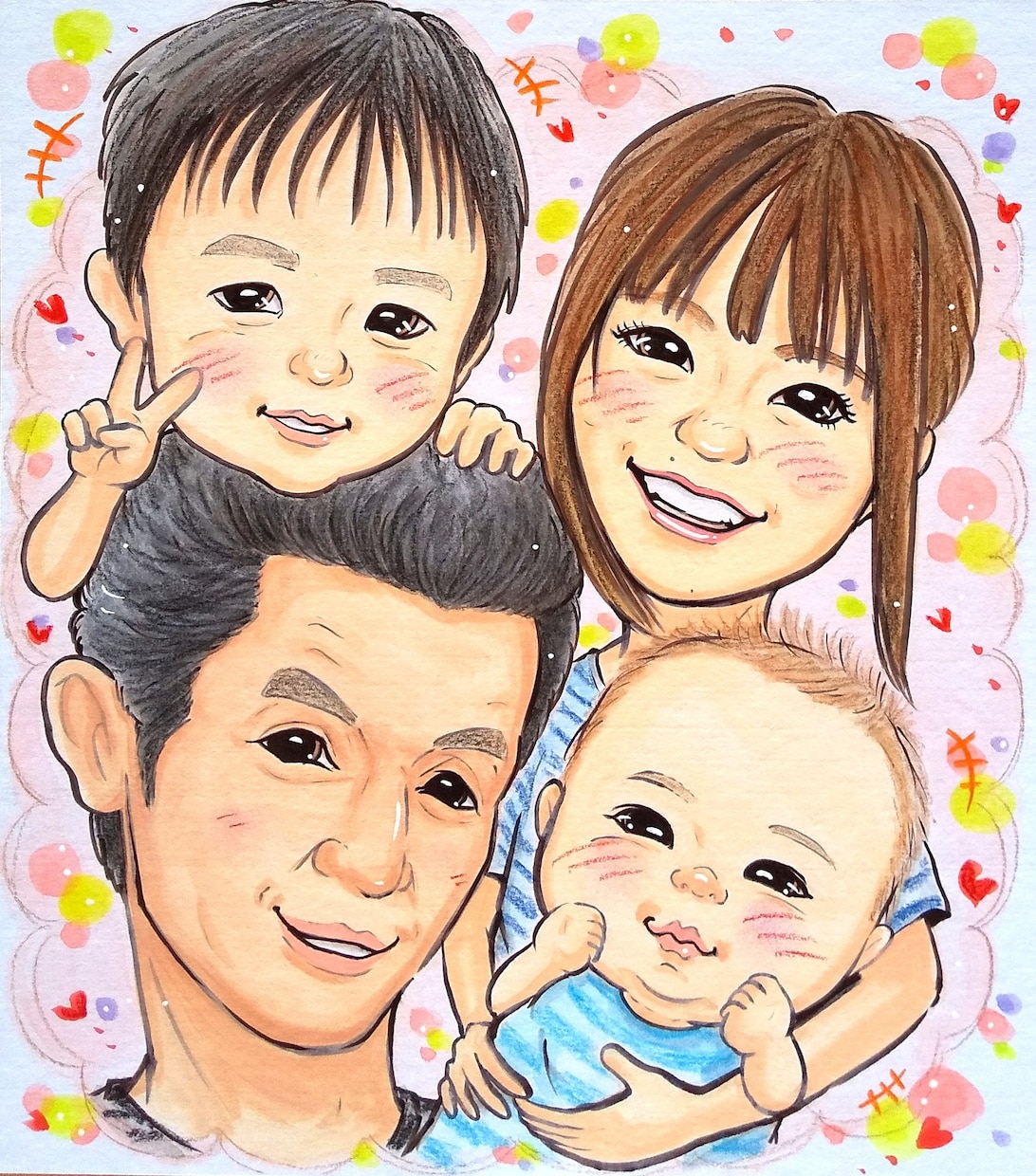 プロ似顔絵師が心温まる 手描き似顔絵を制作致します ☆大切な記念日、ご自宅用等にぜひ どうぞ！《送料込》 イメージ9