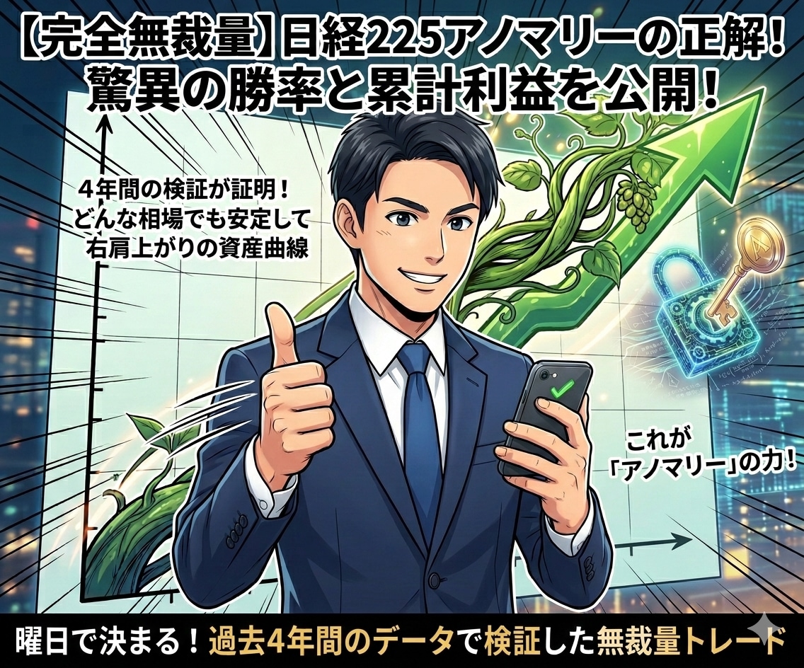 AIで解析した日経平均先物の日中曜日別売買教えます AIで解析したバックテスト付！無裁量ロジック！先物初心者OK イメージ1