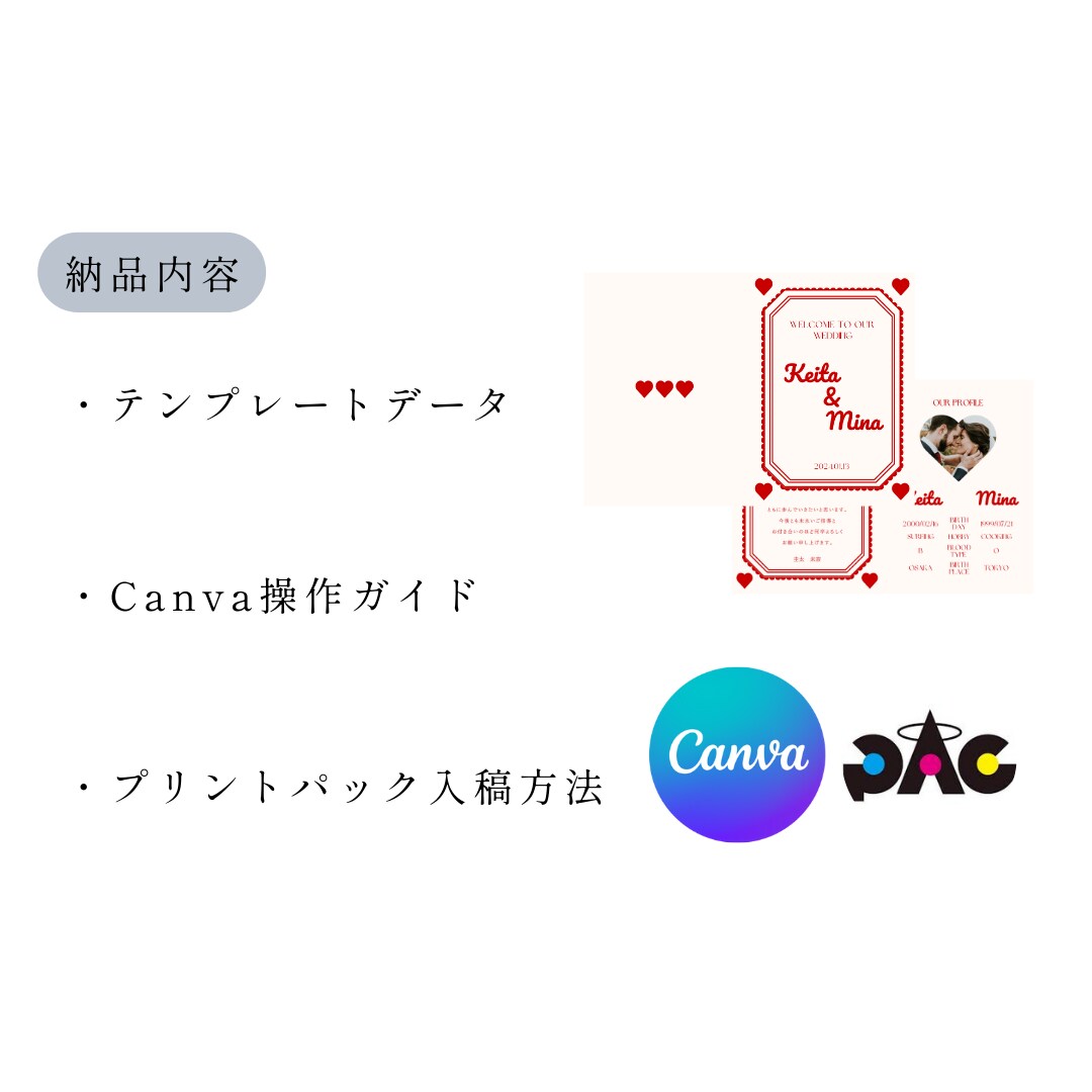 説明資料付き！おしゃれなプロフィールブック作れます 結婚式　プロフィールブック　１２P分　Canvaテンプレート イメージ3