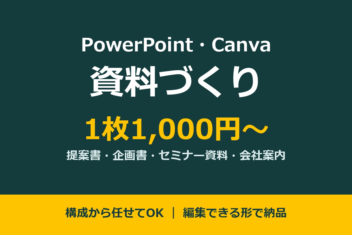 スライド1枚1,000円で資料を作ります 提案書・企画書・セミナー資料。編集できる形で納品 イメージ1