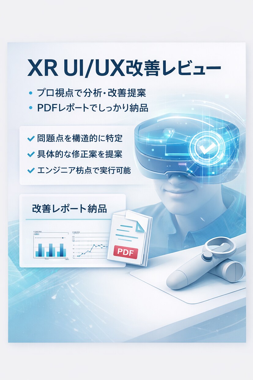 XRコンテンツのUI/UX改善レビューをします ユーザー視点に加え、実装視点での具体的改善提案を行います イメージ2