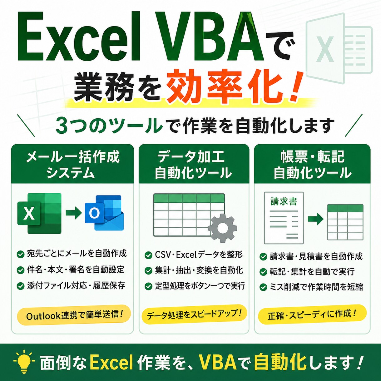 Excel VBAで業務を自動化・効率化します あなたのExcelを業務効率化ツールに変えます イメージ1