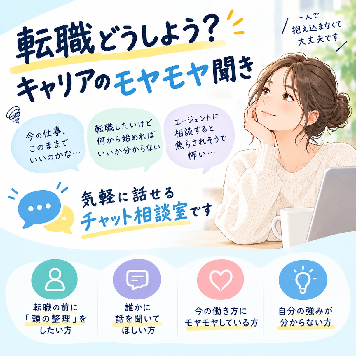 転職どうしよう？キャリアのモヤモヤ聞きます 転職や働き方の悩みをカジュアルに壁打ち イメージ1
