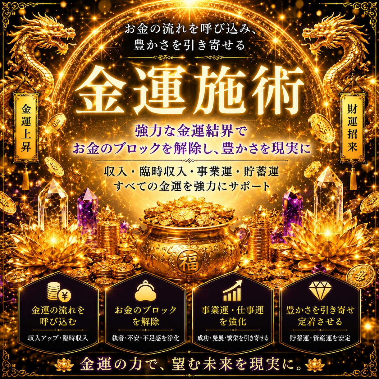 強力！金運の鑑定施術致します 借金返済、給料アップさせたい金運への悩み解決致します イメージ1