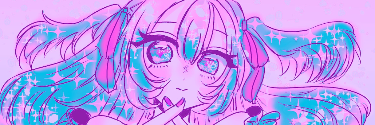 SNSのヘッダーをゆめかわいい絵柄で描きます ゆめかわ！好きな要素をたくさんお申し付けください！ イメージ1