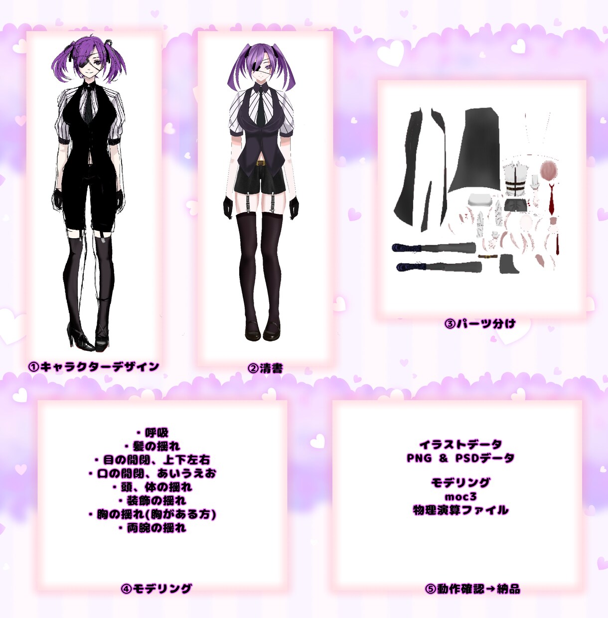Vtuber向けLive2Dモデルを作ります イラスト、Live2D、修正無制限、著作権譲渡、全工程制作 イメージ3