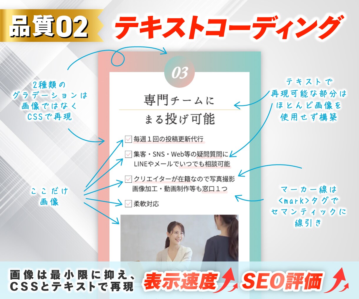 制作会社・ディレクター向け｜コーディング代行します 外注トラブルを防ぐ「品質重視」のコーディング代行 イメージ4