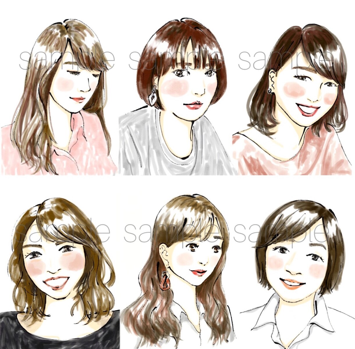 30代以上の大人女性に人気。上品なアイコン描きます シンプルで優しいタッチの似顔絵☆ニュアンスある線画と水彩 イメージ8