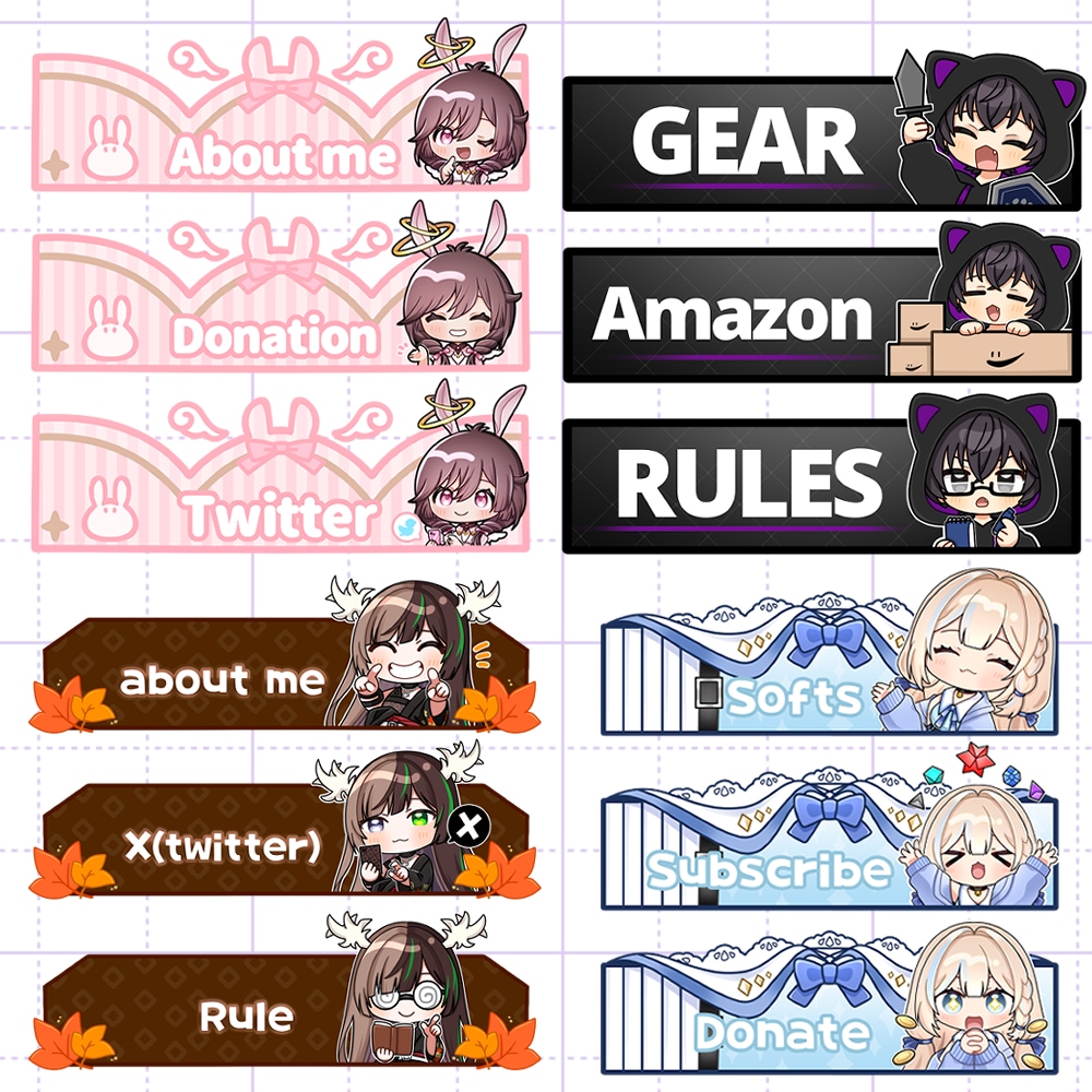 Twitchのプロフ用PANELイラスト製作します イラスト付きのPANELでプロフィールを個性的に！ イメージ7