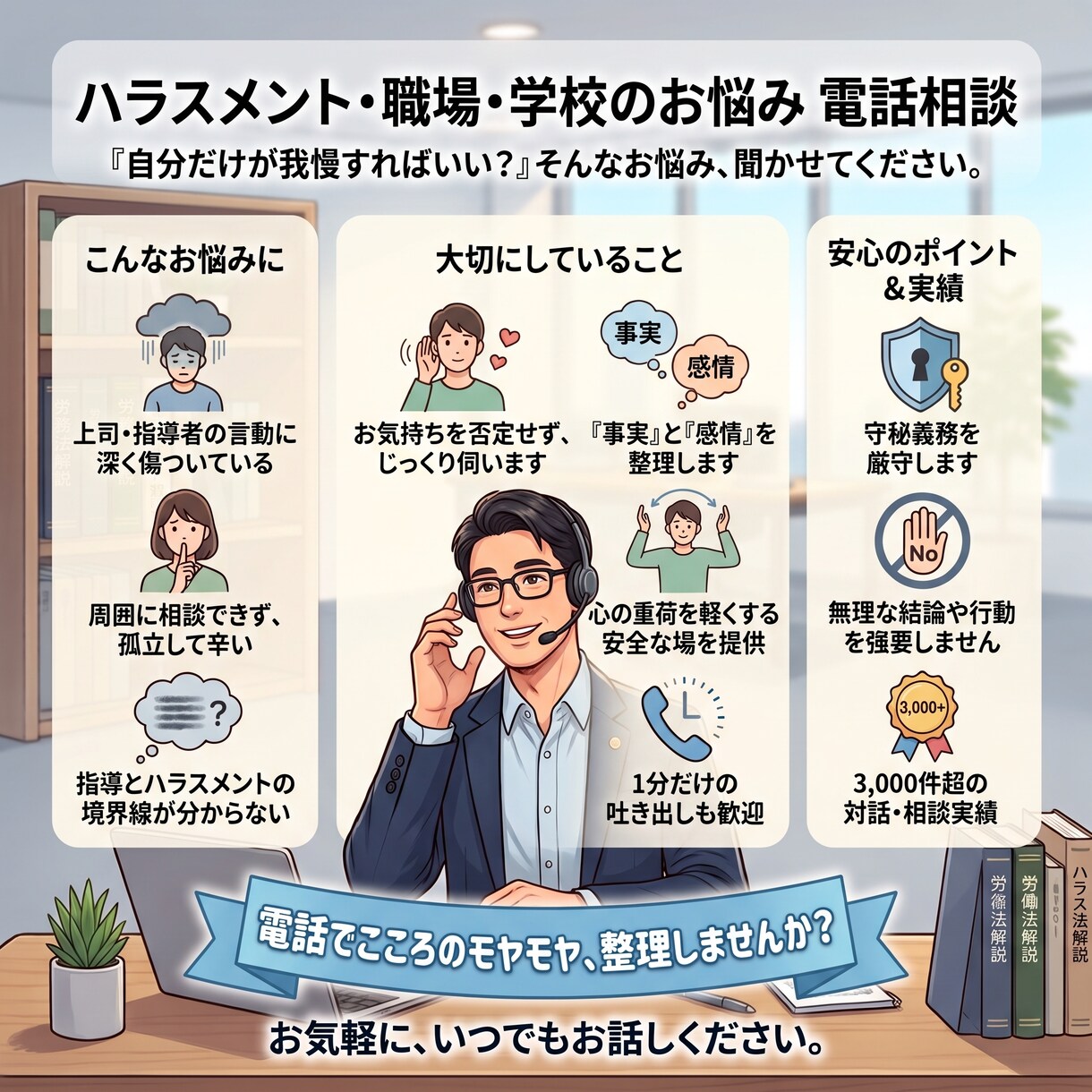職場や部活：指導かハラスメントか整理します 一人で抱え込まずに。1分から気持ちと事実を丁寧に整理します。 イメージ1