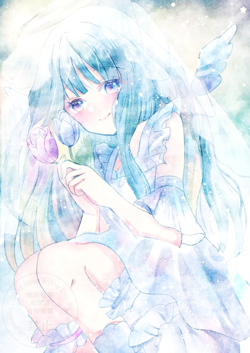 癒されるデジタル水彩画作成いたします 癒されるふんわりした可愛いの女の子描きます☆商用利用込み イメージ6