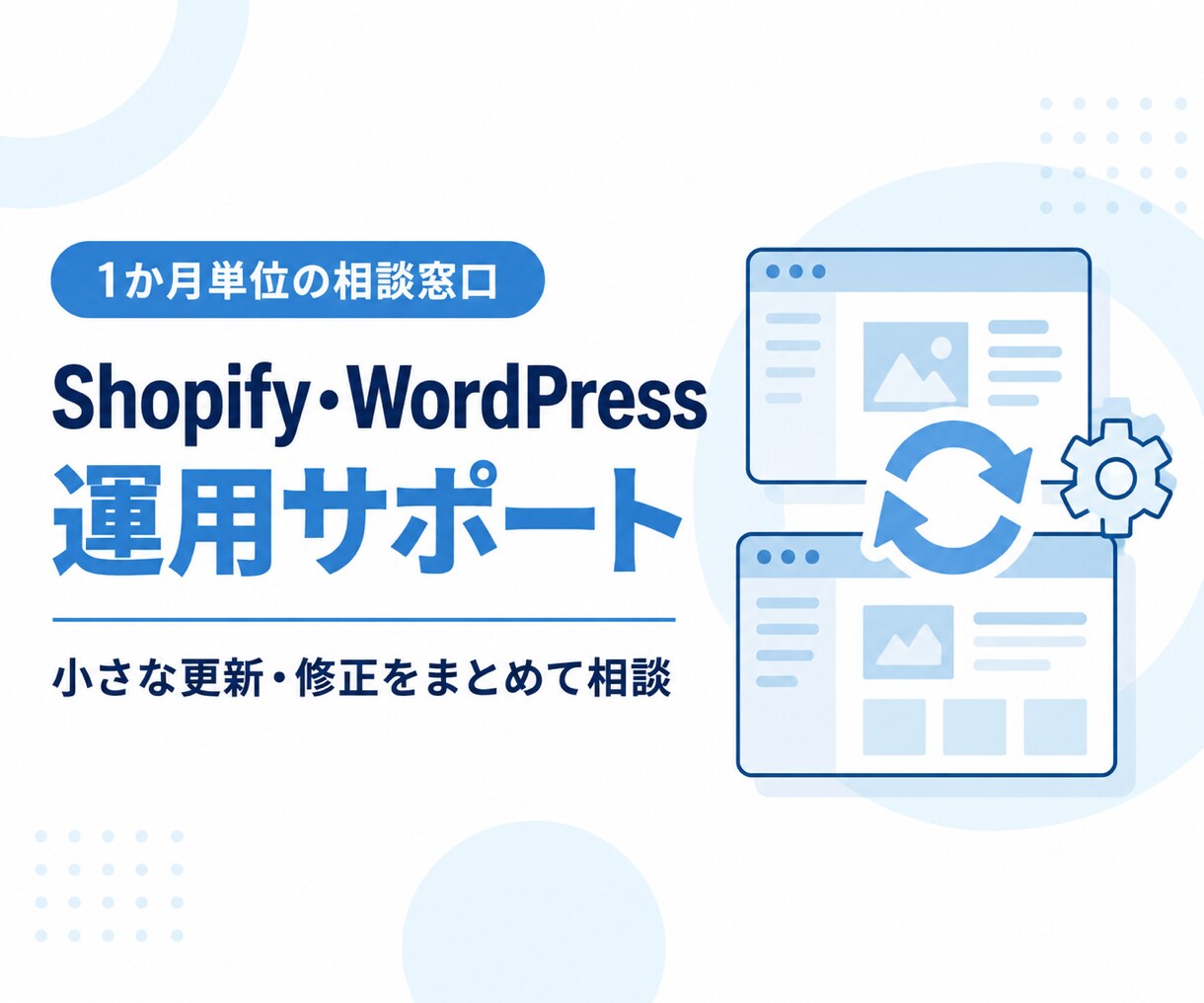 Shopify・WordPressの運用を支えます 小さな更新・修正を1か月単位で相談できる窓口 イメージ1