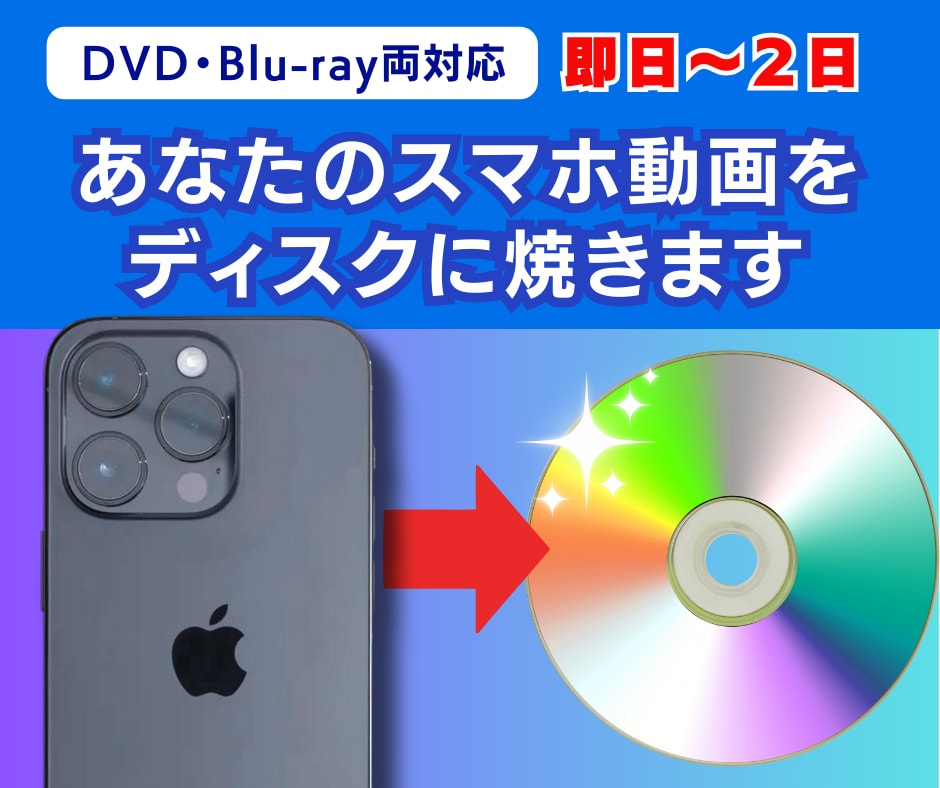 あなたのスマホの中にある動画をDVD化します スマホ動画をDVDにします！送るだけで完成｜テレビで見られる イメージ1