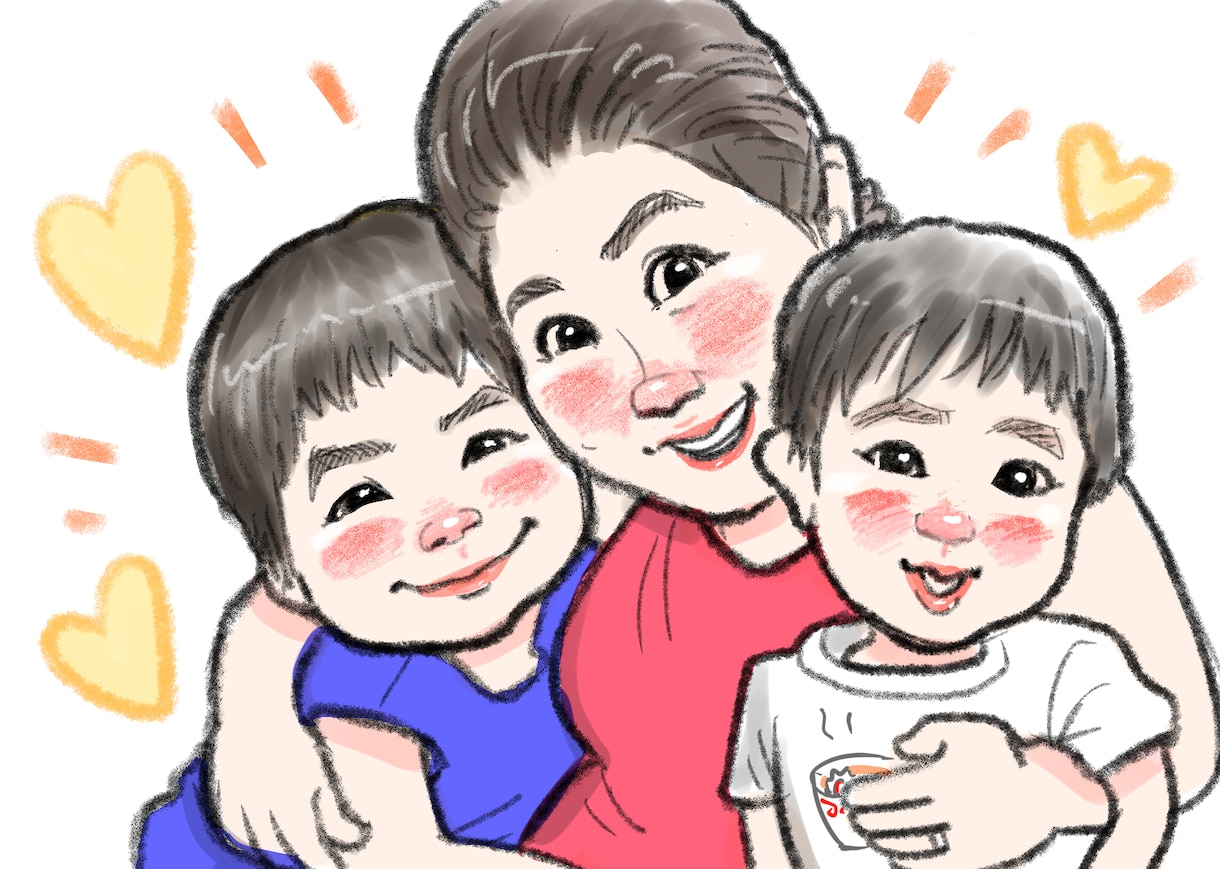 スマホ壁紙用！家族・お子さんの似顔絵画像作ります 似顔絵歴15年以上のベテラン作家がほんわかそっくりに描きます イメージ5